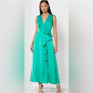 Ted Baker Florili Ruffle Detail Green Dress